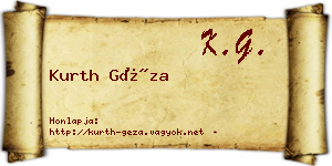 Kurth Géza névjegykártya